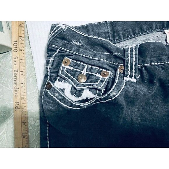 True Religion Billy Super T Straight Jeans Sz 40 Fits 38x31.5 Black Button Fly - Picture 16 of 16